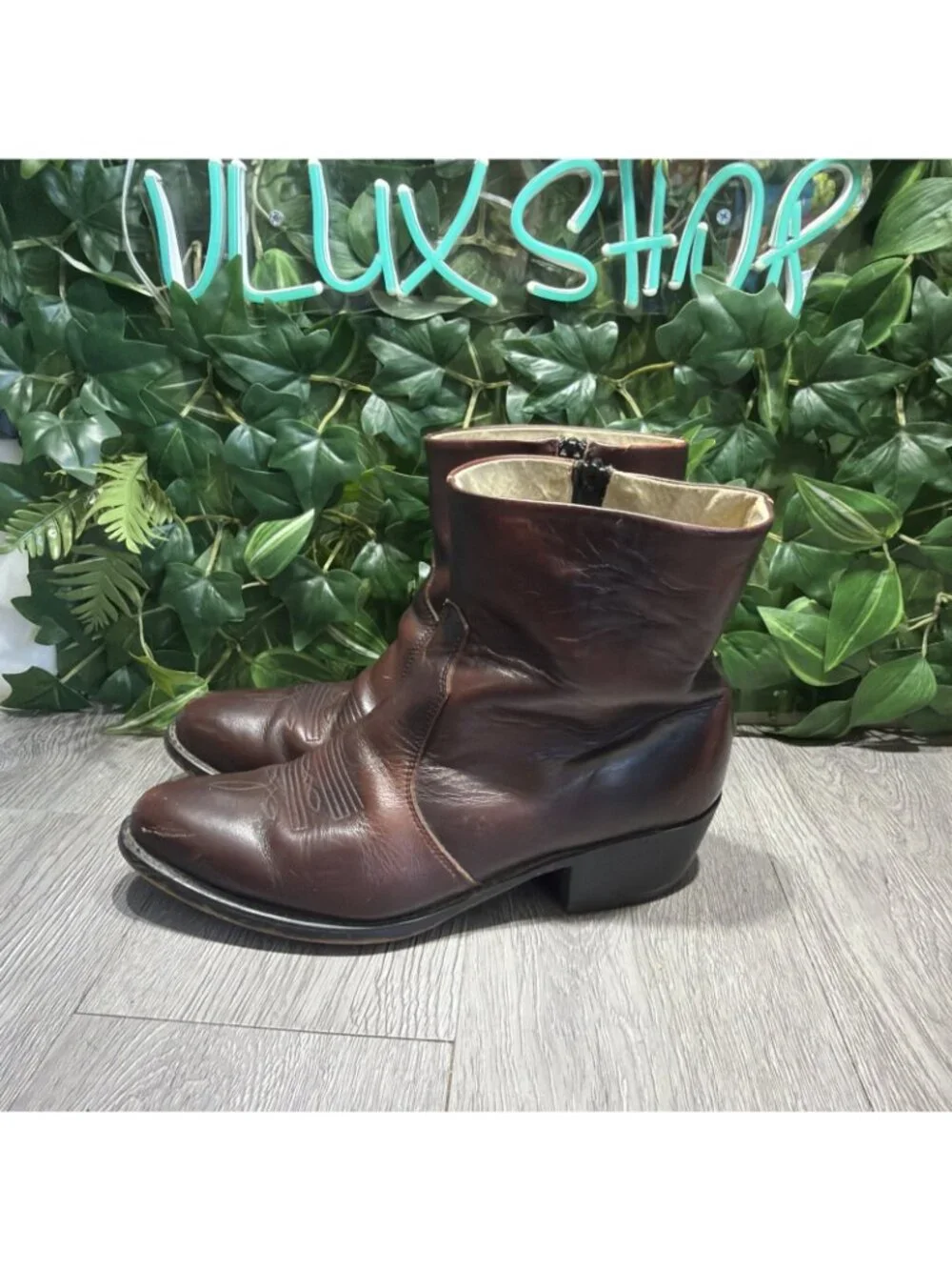 Vintage Durango DB954 Men’s 8.5D Ankle Cowboy Boots Side Zip Brown Leather